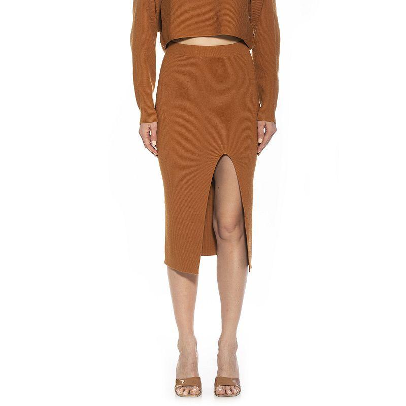 Women's ALEXIA ADMOR Ribbed Knit High Slit Midi Skirt,  Product Image