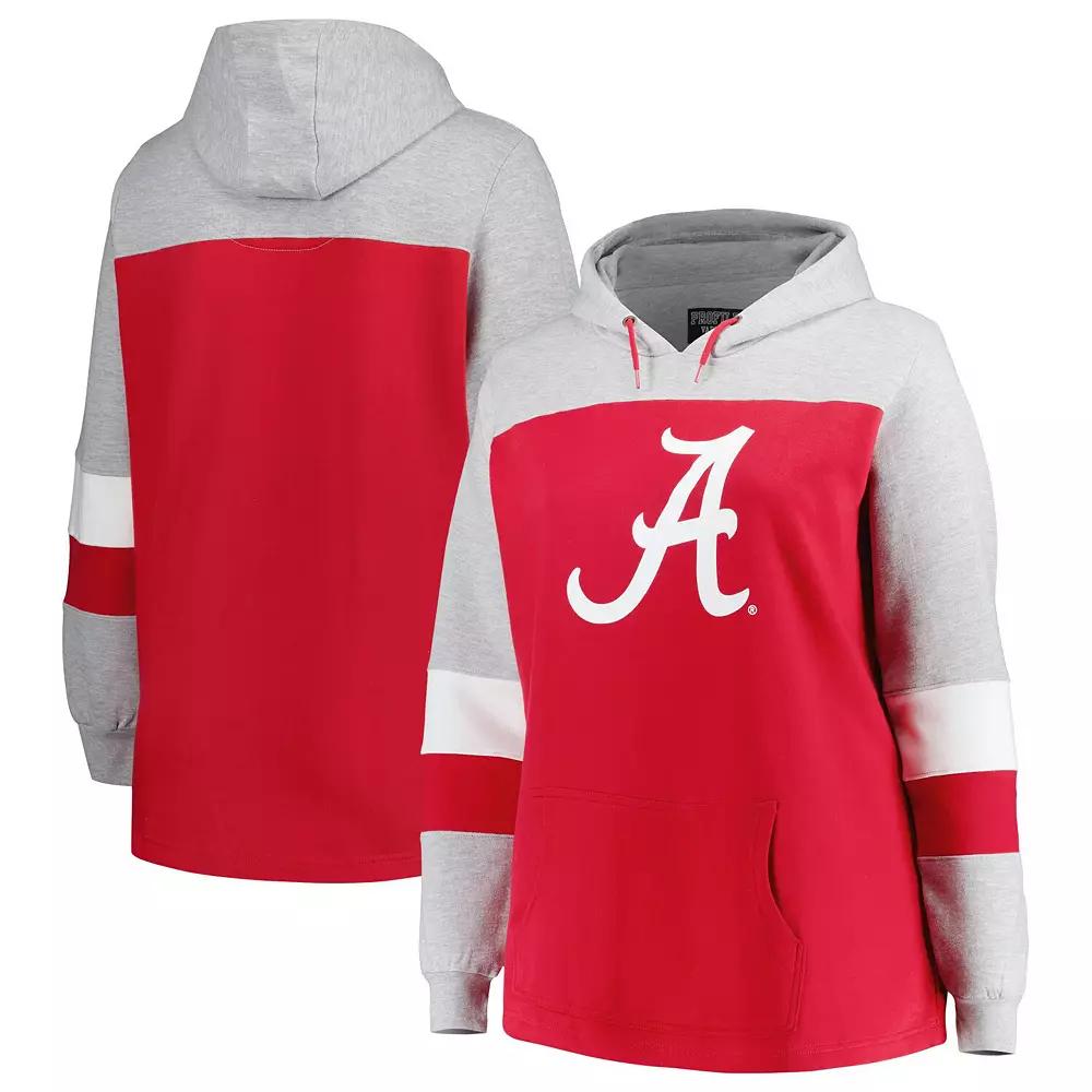 Women's Crimson Alabama Crimson Tide Plus Size Color-Block Pullover Hoodie, Size: 2XL, Red Product Image