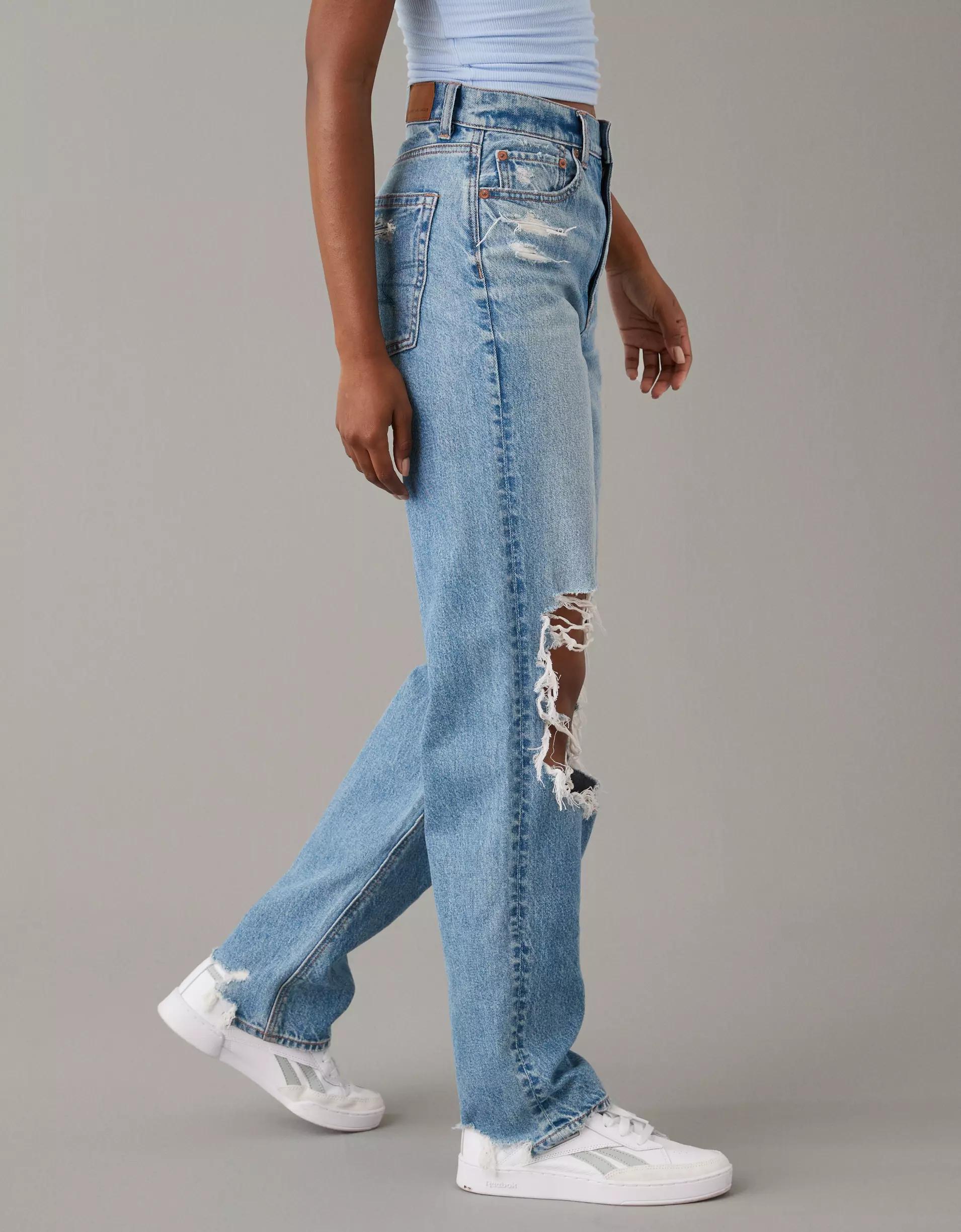 AE Strigid Ripped Highest Waist Baggy Straight Jean Product Image