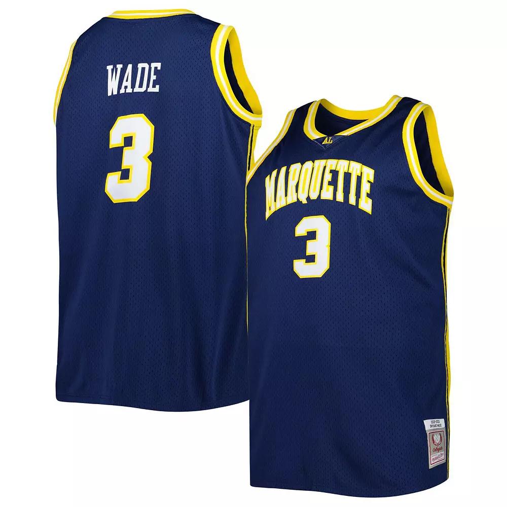 Men's 2002/03 Mitchell & Ness Dwyane Wade Navy Marquette Golden Eagles Big & Tall Swingman Jersey, Size: 5XB, Mrq Blue Product Image