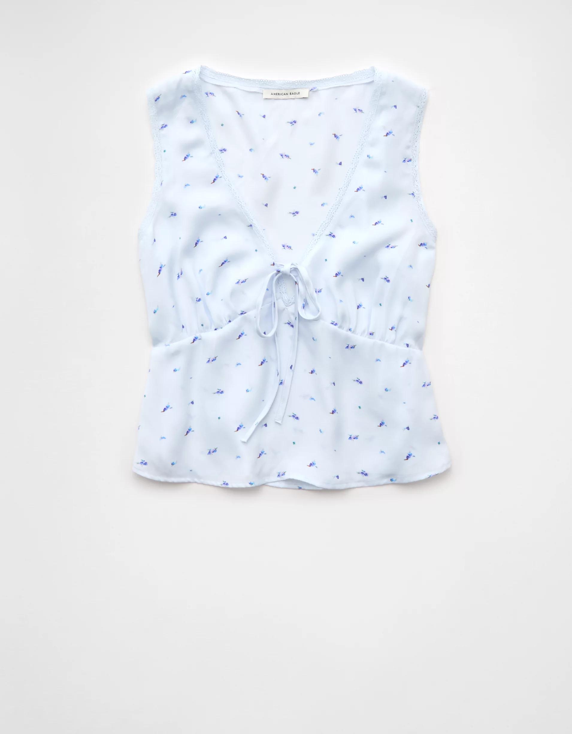 AE V-Neck Satin Slip Tank Top Product Image