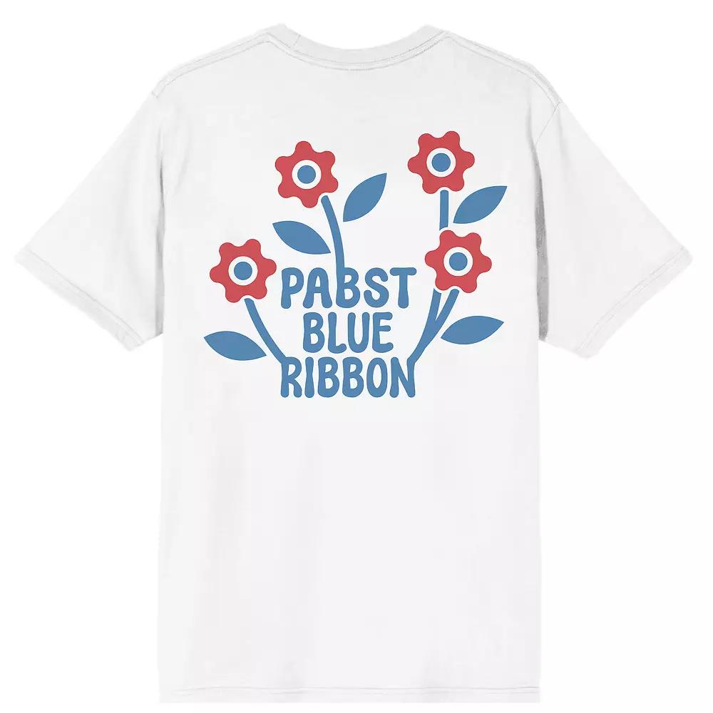 Women's Pabst Blue Ribbon Flower Back Crewneck Graphic Tee, Girl's,  Product Image