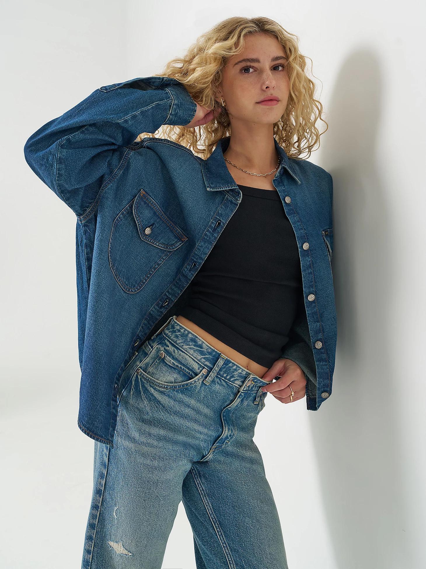 Women's Swing Back Denim Button Down Shirt | Women's Tops & Tees | Lee® Product Image