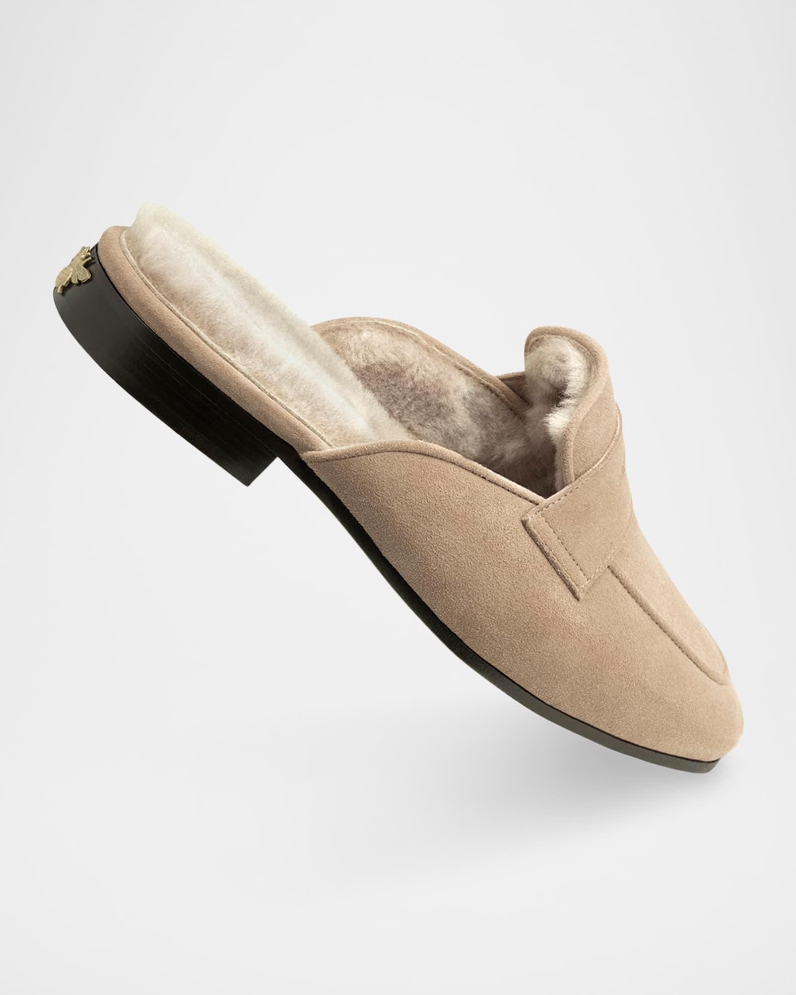 Palissandro Suede Shearling-Lined Penny Slippers Product Image