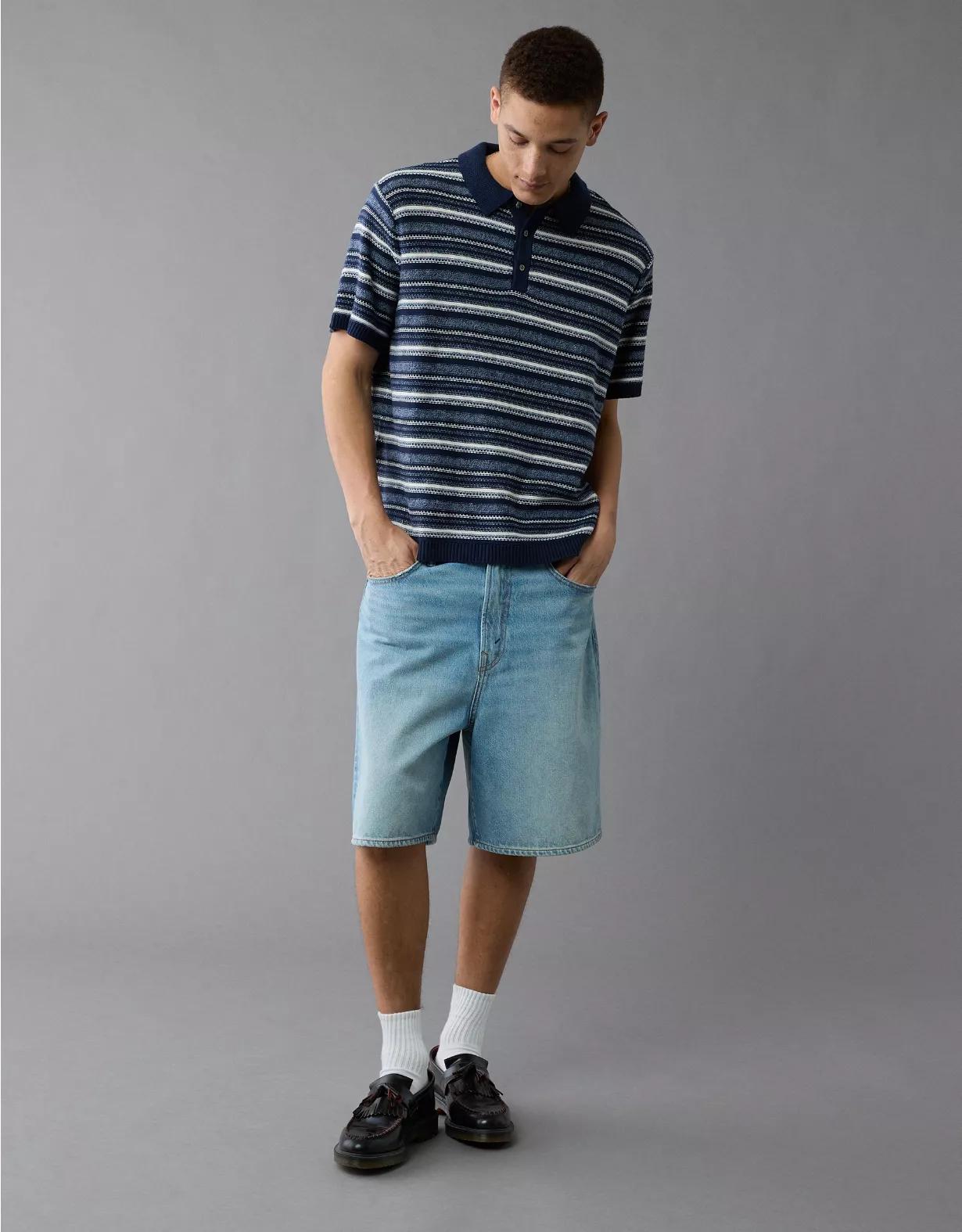 AE Weekend Striped Sweater Polo Shirt Product Image