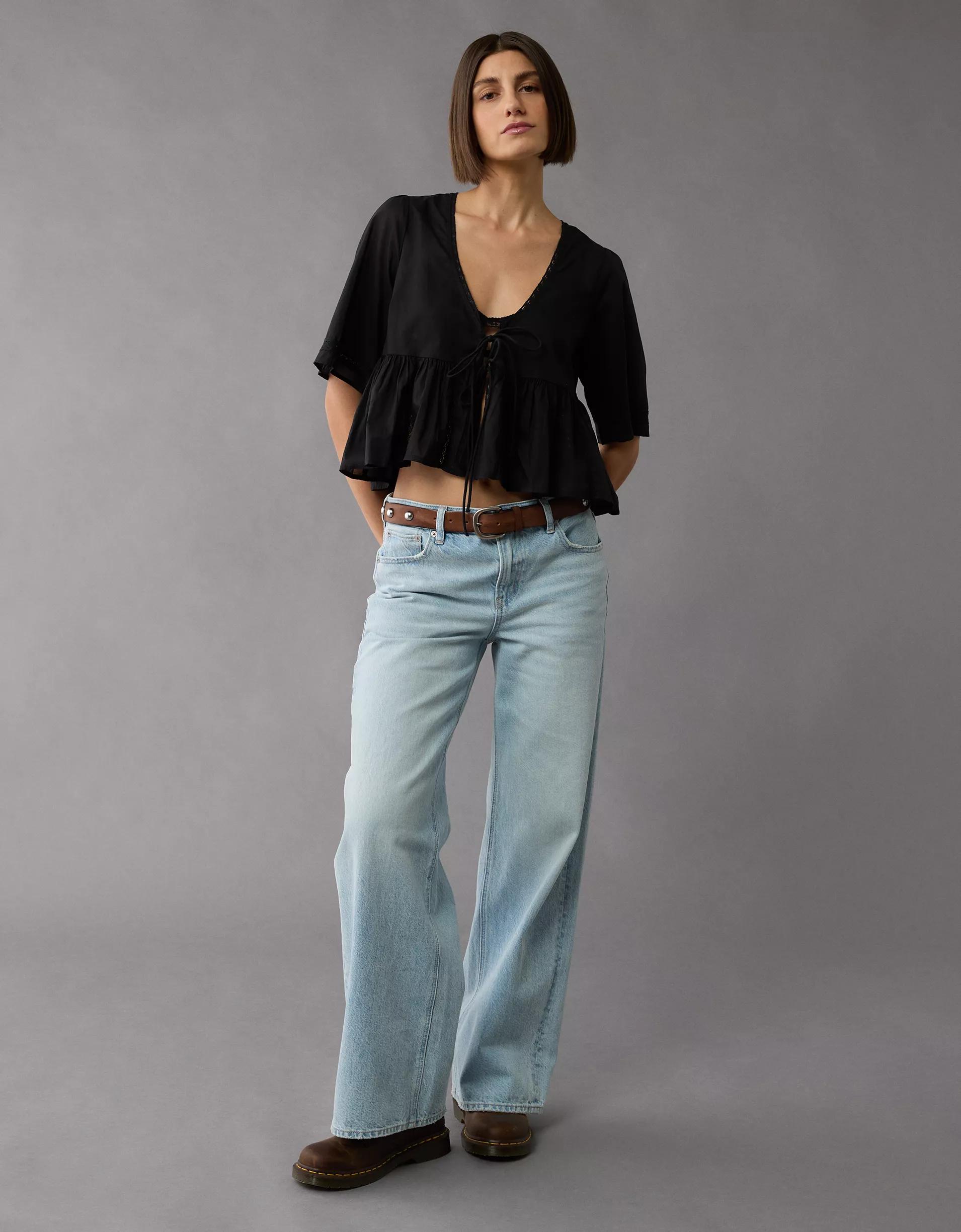 AE Tie Front Bell Flyaway Shirt Product Image