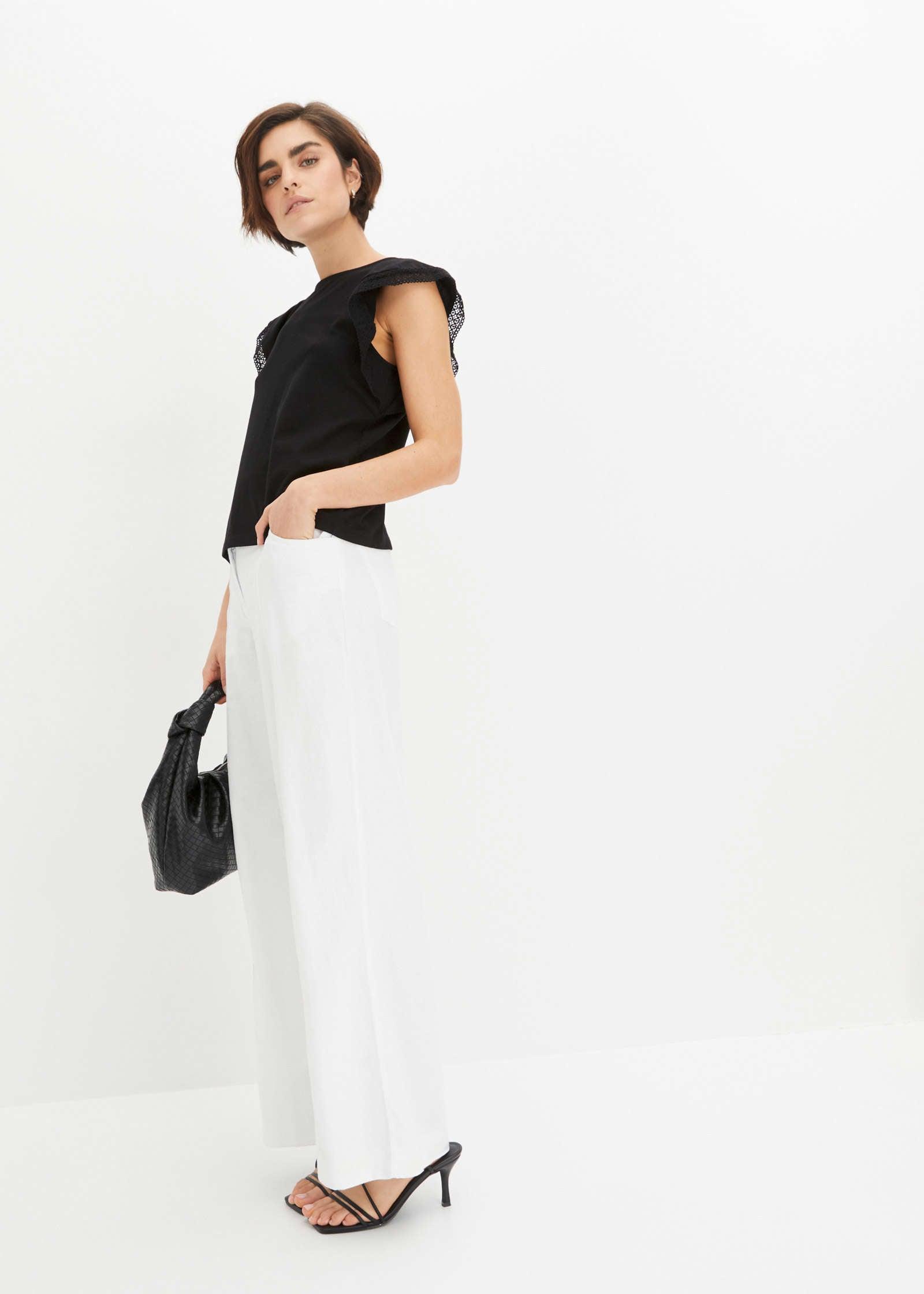 Lace Sleeve Top - Black Product Image