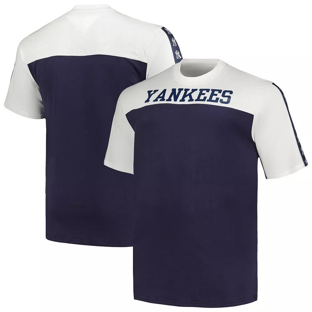 Men's Profile White/Navy New York Yankees Big & Tall Yoke Knit T-Shirt, Size: 4XLT Product Image