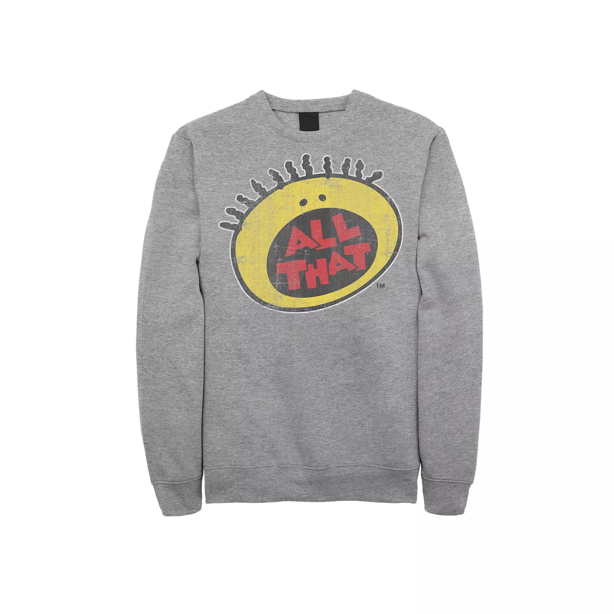 Men's Nickelodeon All That Classic Vintage Face Logo Title Graphic Fleece Pullover, Size: XXL, Athletic Grey Product Image