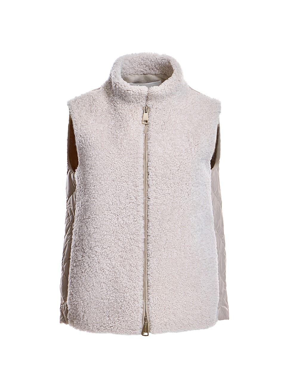 Womens Shearling & Quilted Wool Vest Product Image