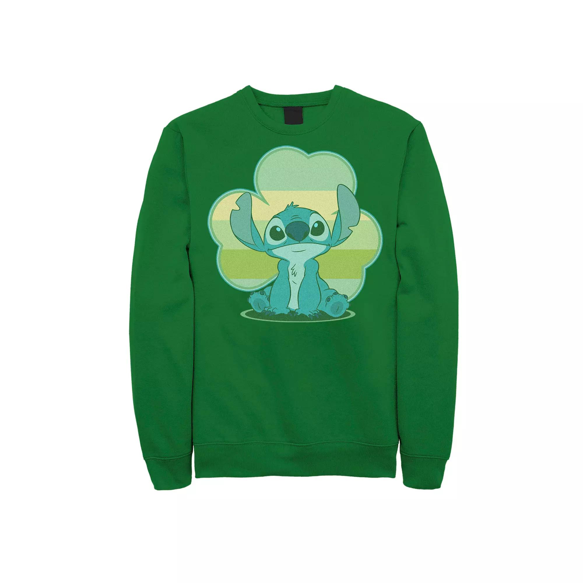 Disney's Lilo & Stitch St. Patrick's Day Stitch Shamrock Men's Sweatshirt, Size: Medium, Kelly Product Image