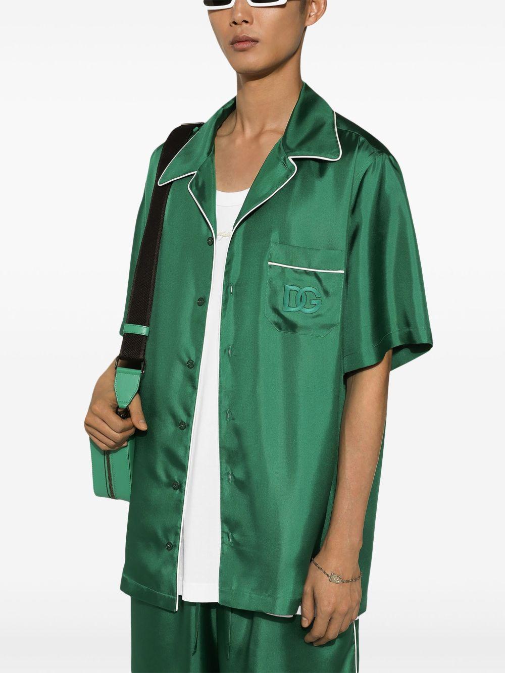 embroidered-logo silk-twill shirt Product Image