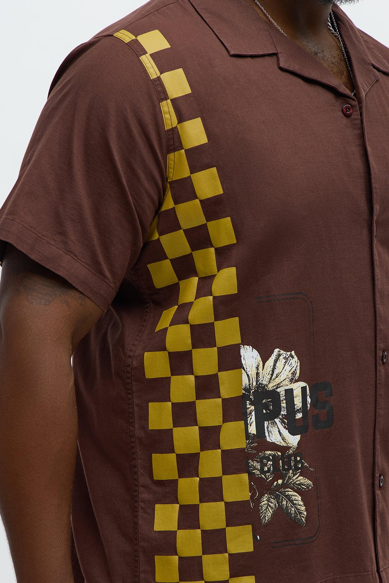 Groves Short Sleeve Button Up Shirt - Dark Brown Male Product Image
