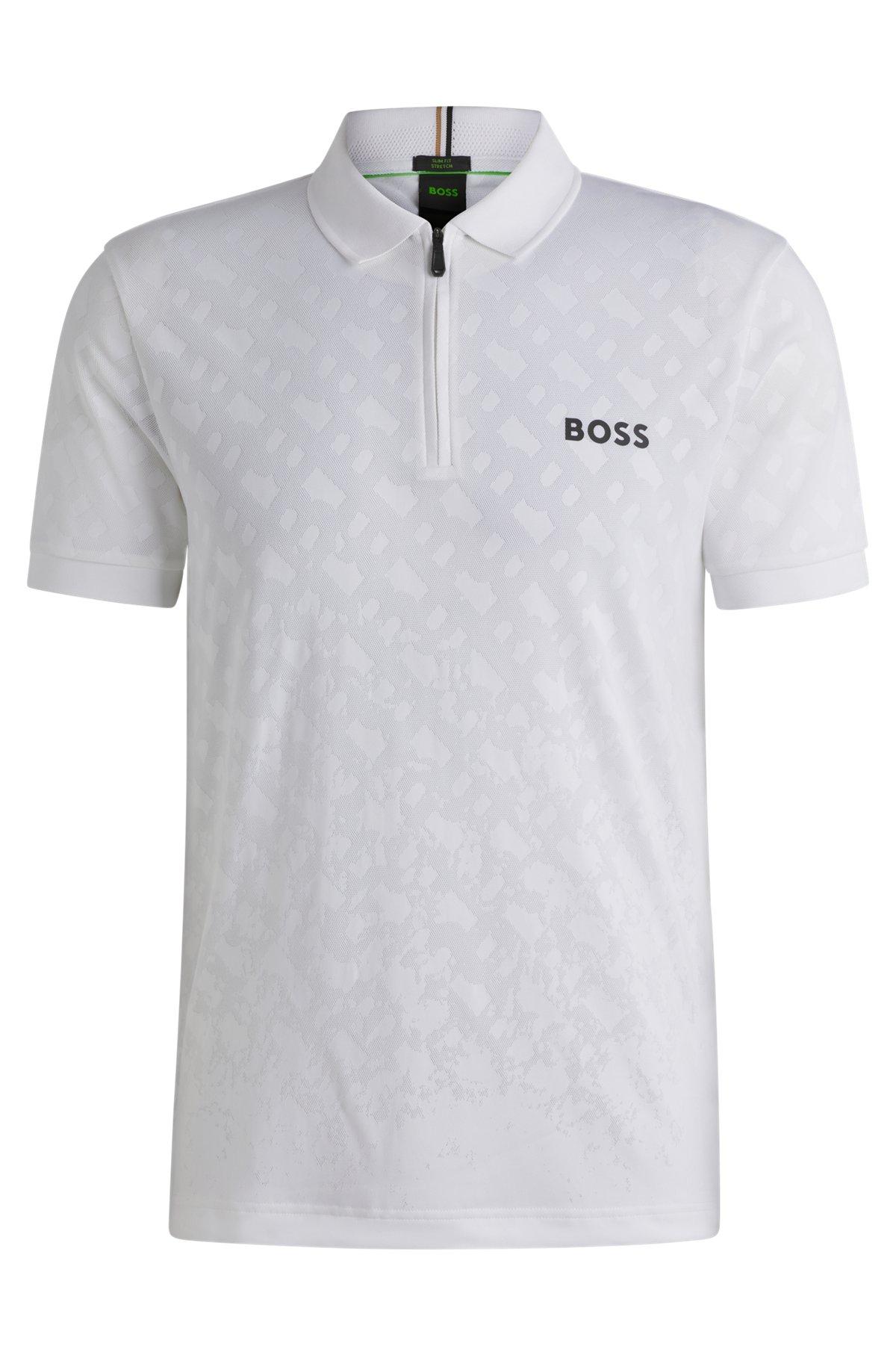 Active quick-dry polo shirt with gradient monogram jacquard Product Image