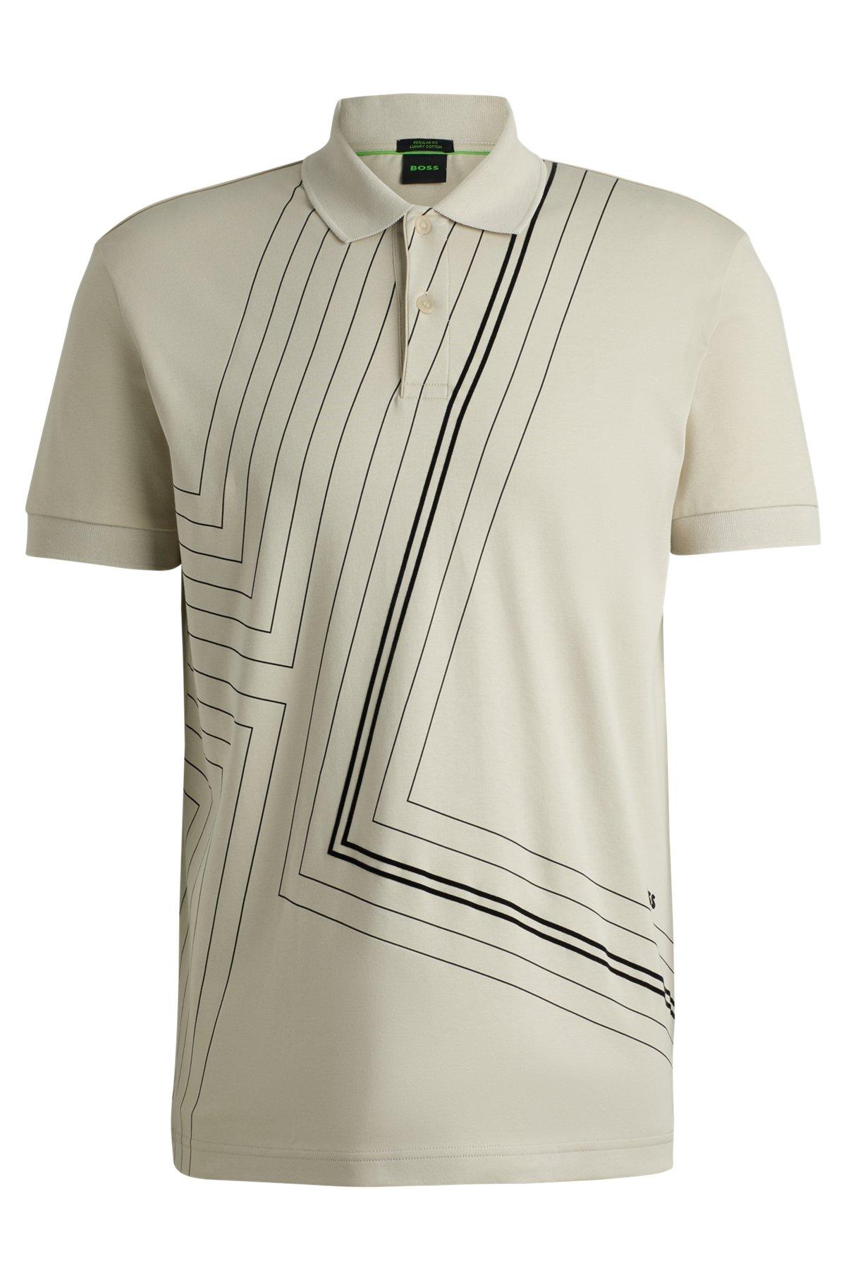 Interlock-cotton polo shirt with fineline artwork Product Image