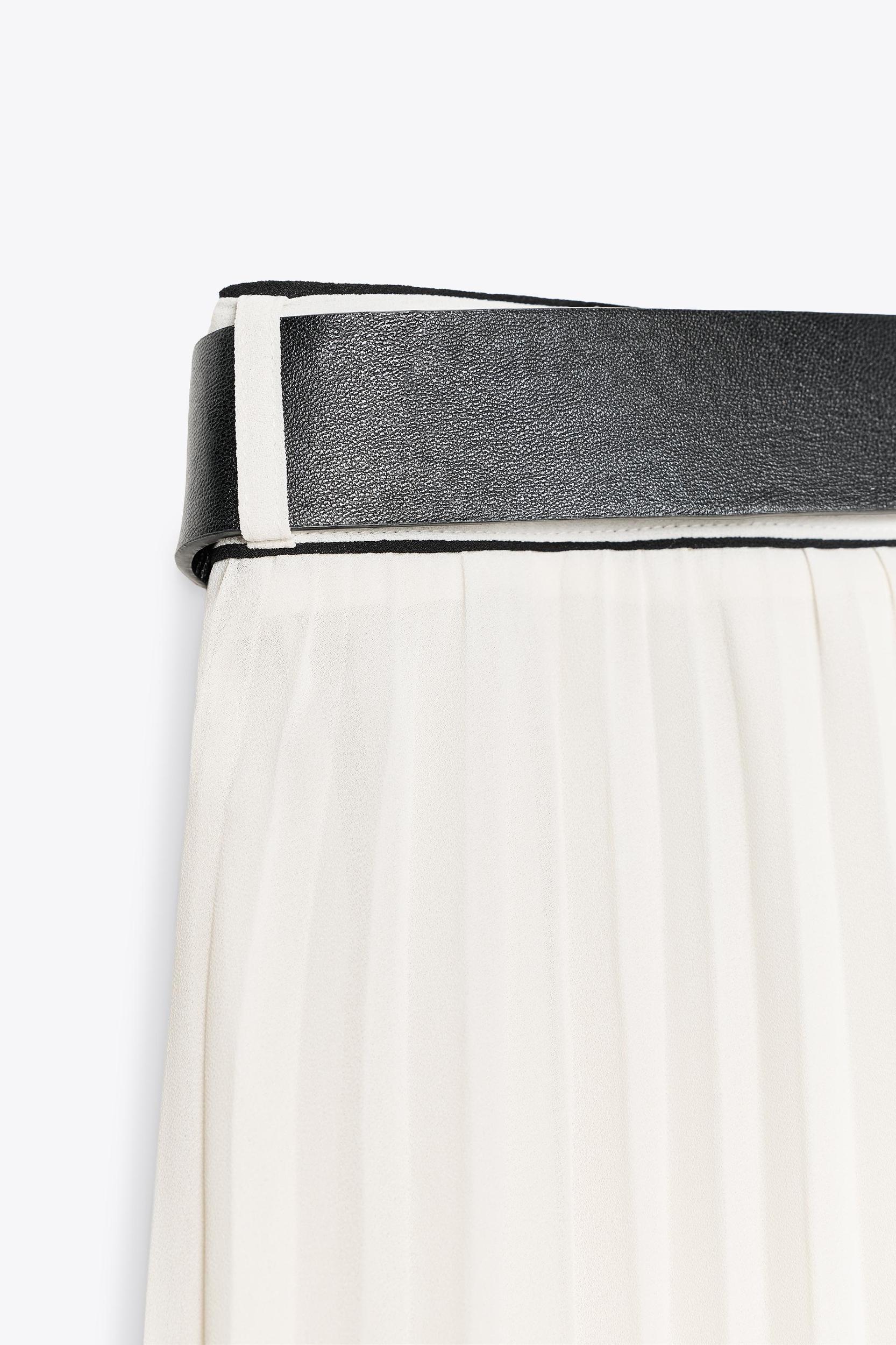 BELTED PLEATED MIDI SKIRT Product Image