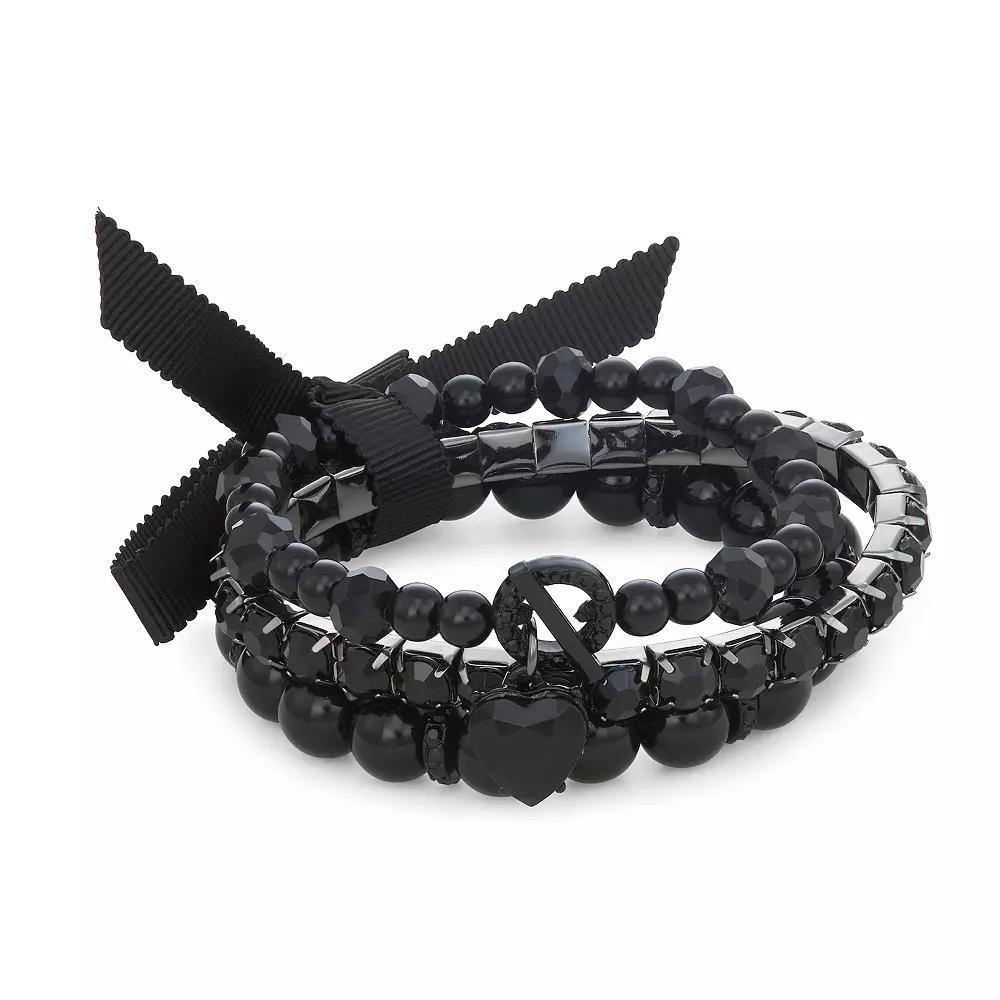 Simply Vera Vera Wang Jet Tone Stretch Bracelet Trio Set, Women's, Black Product Image