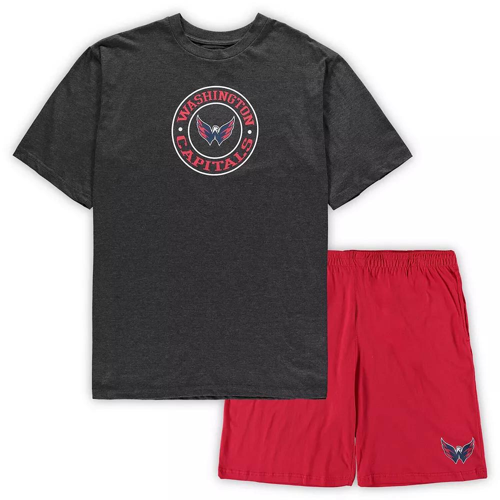 Men's Concepts Sport Red/Heathered Charcoal Washington Capitals Big & Tall T-Shirt & Shorts Sleep Set, Size: XLT Product Image
