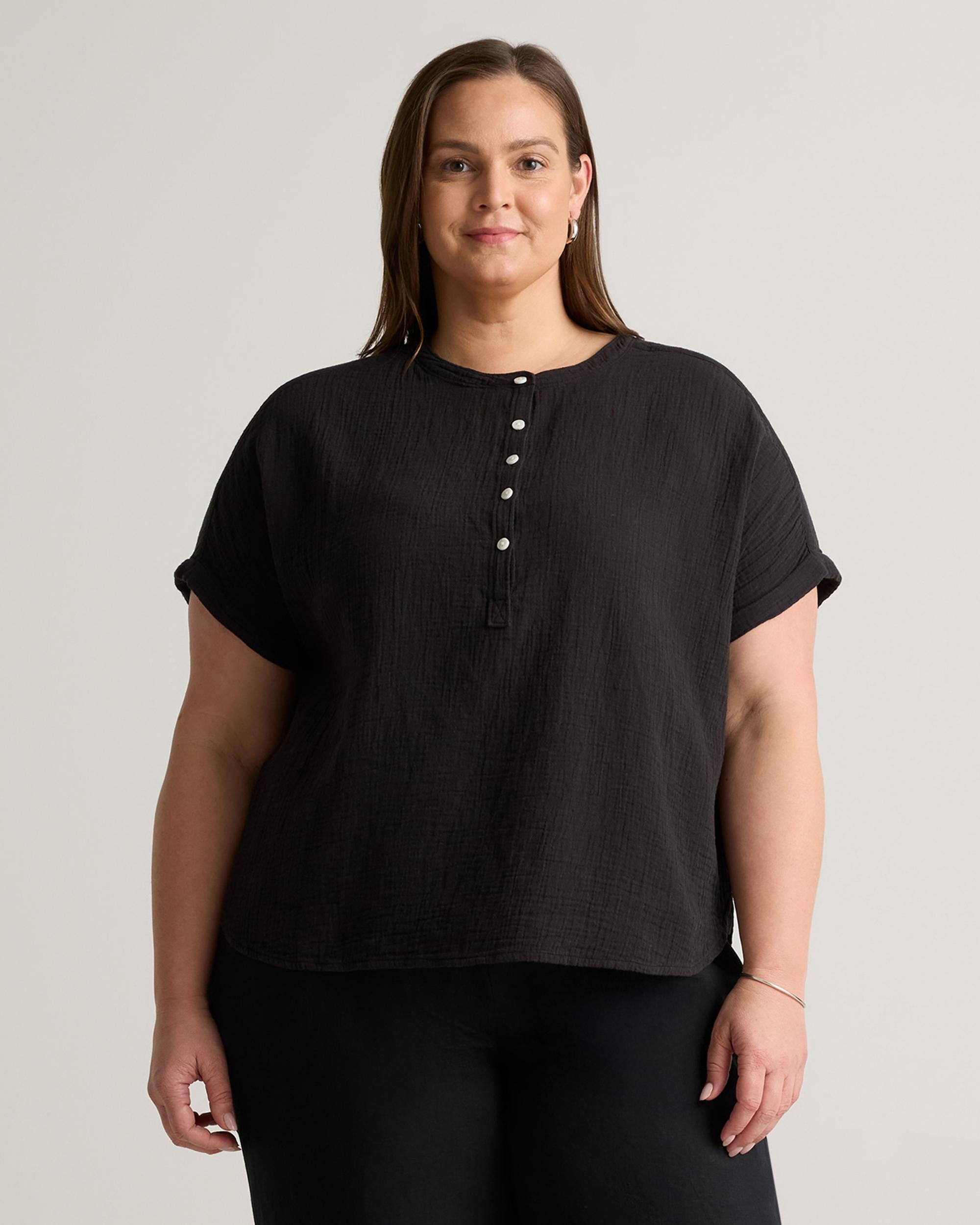 Quince | Women's Gauze Roll Sleeve Shirt Organic Cotton Product Image