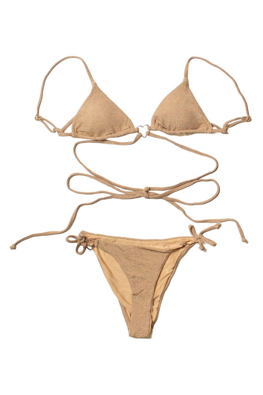 Gold Shimmer Heart Bikini Top Product Image