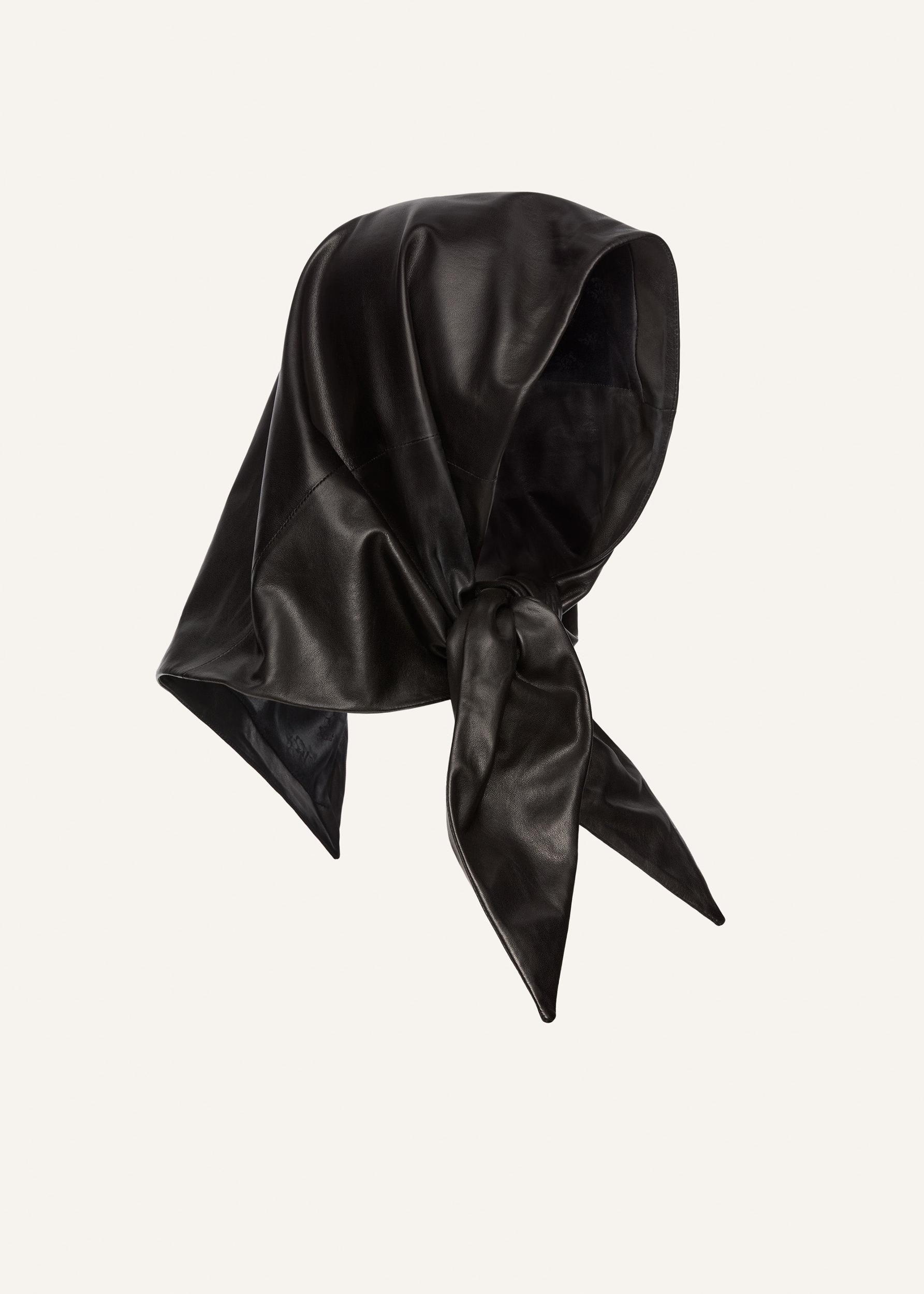 Leather tie scarf in black Product Image