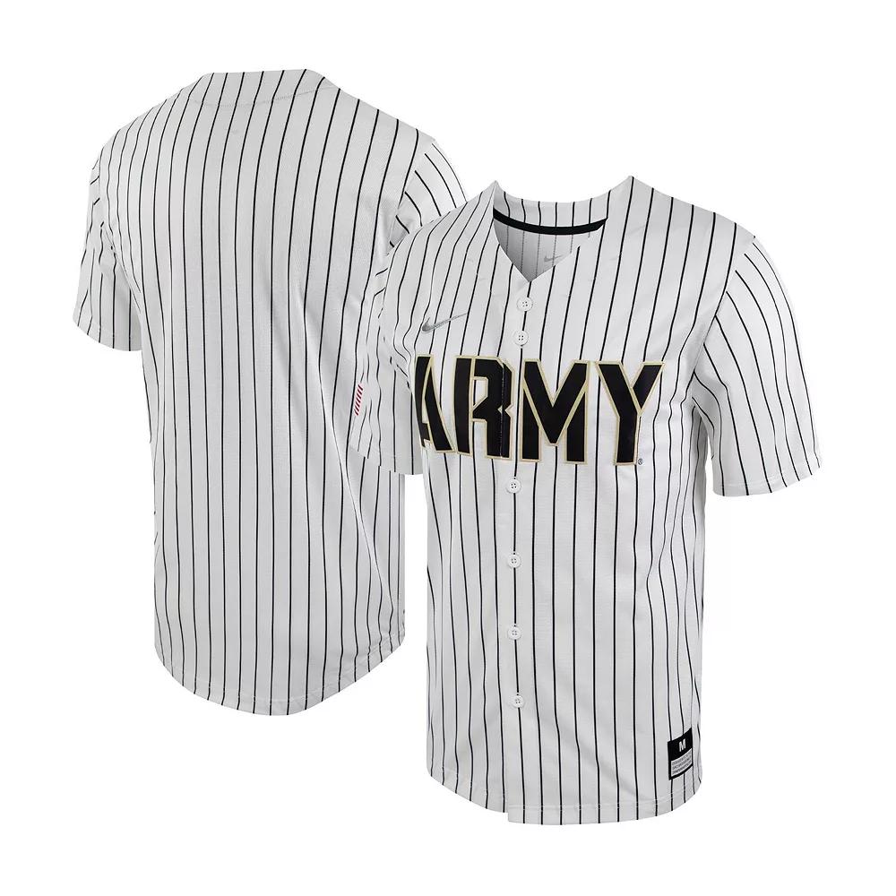 Men's Nike White/Black Army Black Knights Pinstripe Replica Full-Button Baseball Jersey, Size: 2XL, Nc2 White Product Image