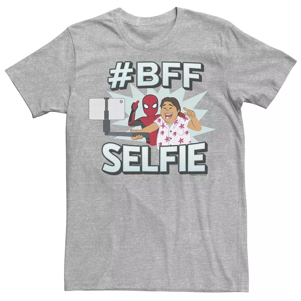 Men's Marvel Spider-Man Far From Home #BFF Selfie Group Shot Graphic Tee, Size: Small, Athletic Grey Product Image