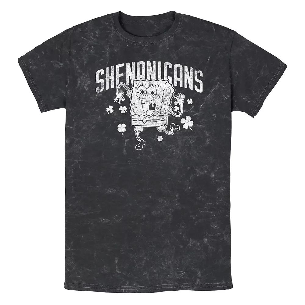 Men's SpongeBob SquarePants Happy Shenanigans Mineral Wash Graphic Tee,  Product Image