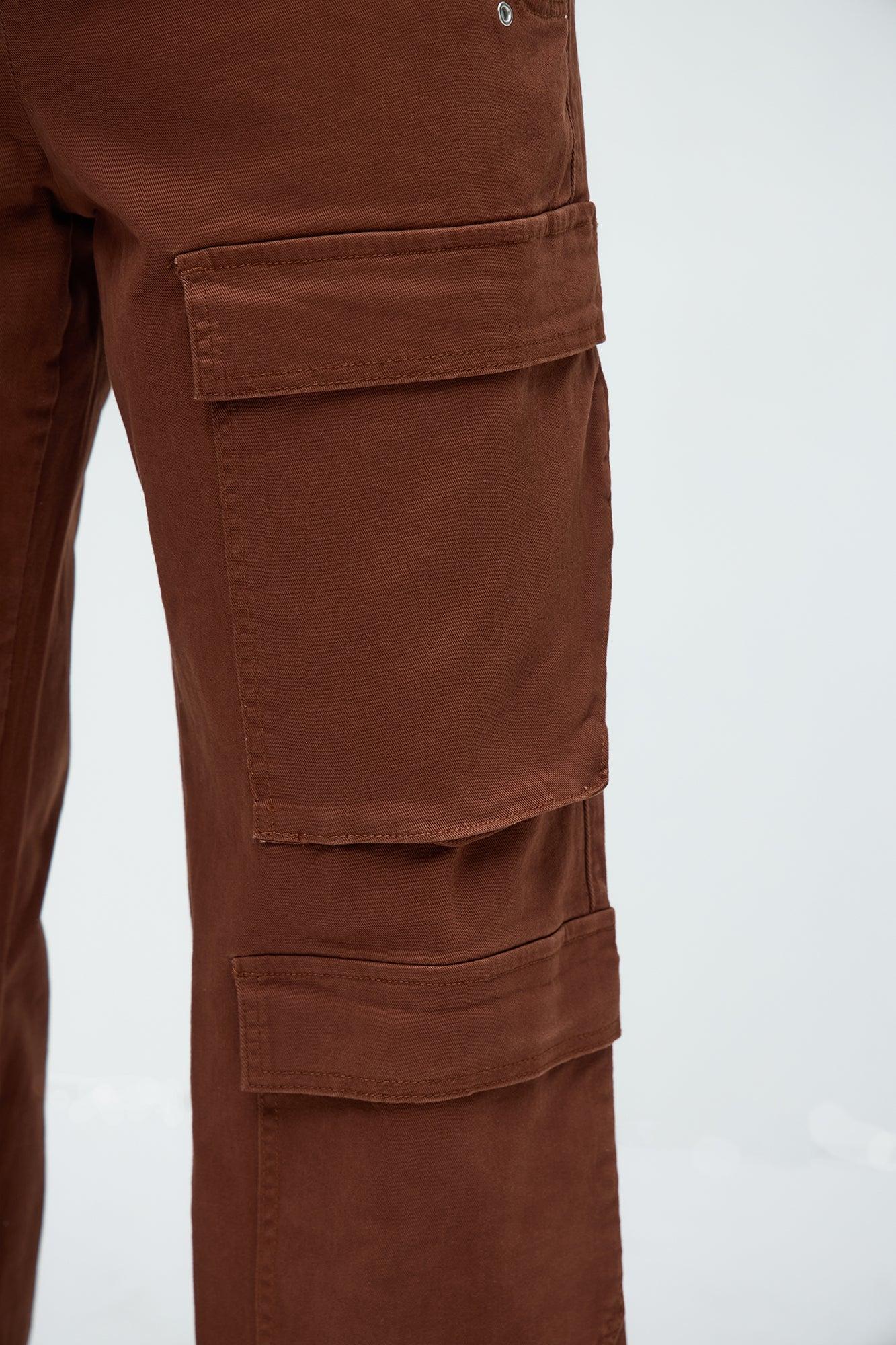 Exposed Zip Tech Cargo Pants - Brown Product Image
