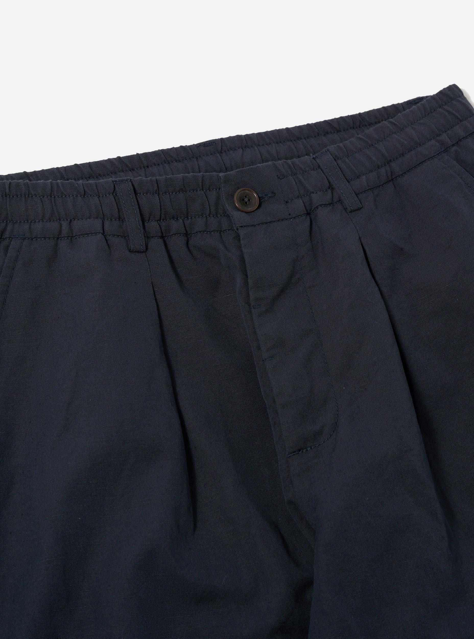 Universal Works Oxford Pant in Navy Linen Slub Weave Product Image