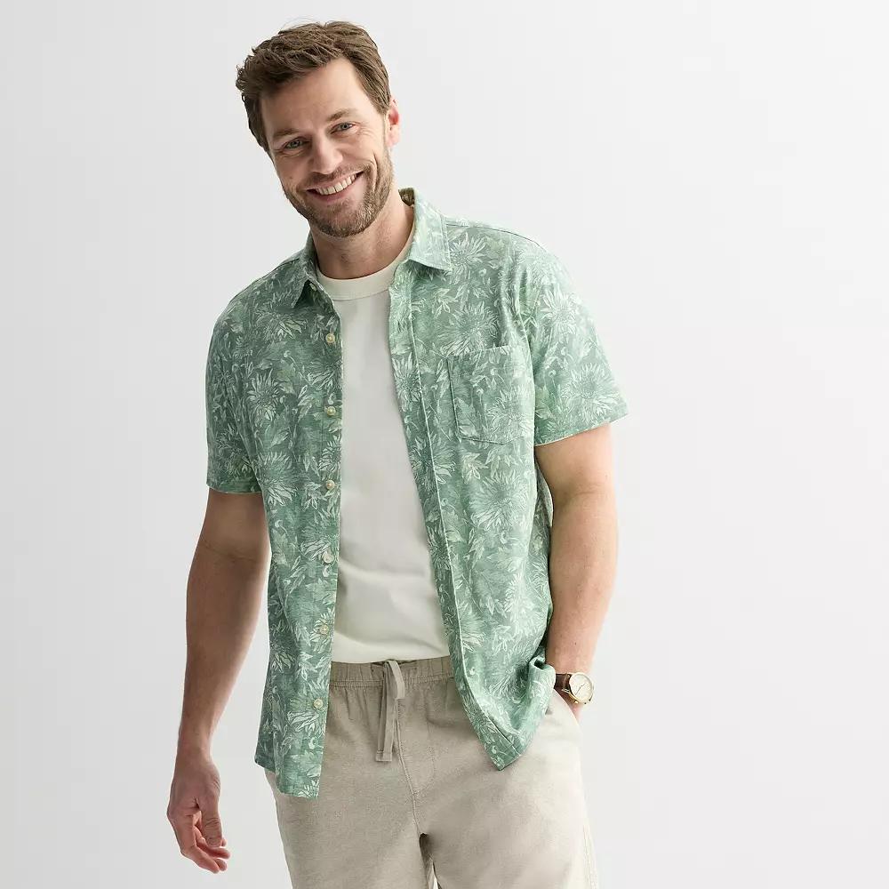 Men's Sonoma Goods For Life® Knit Short Sleeve Button Down Shirt,  Product Image