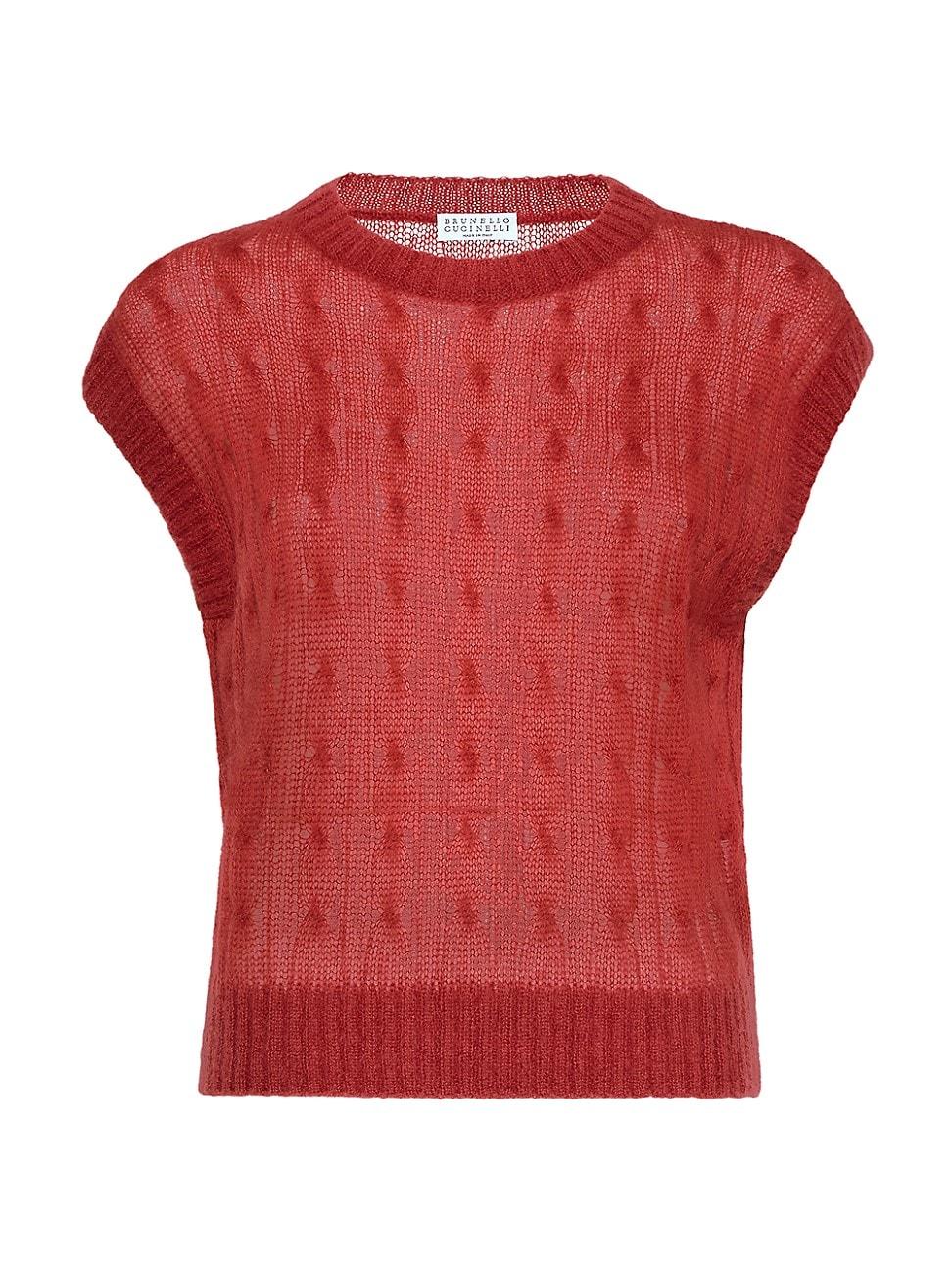 Womens Mohair and Wool Cable Knit T-Shirt Product Image