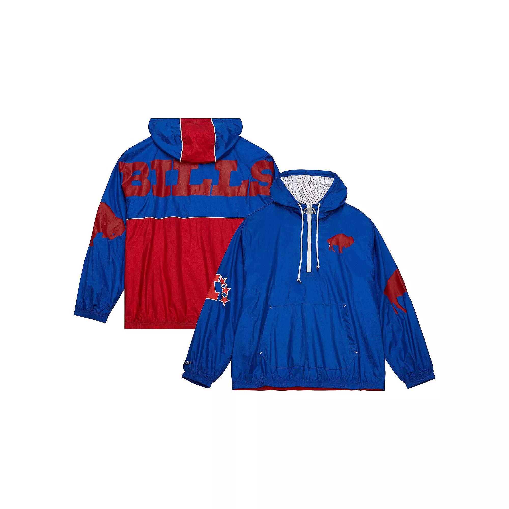 Men's Mitchell & Ness  Royal Buffalo Bills Team OG Anorak Half-Zip Windbreaker, Size: Small, Blue Product Image