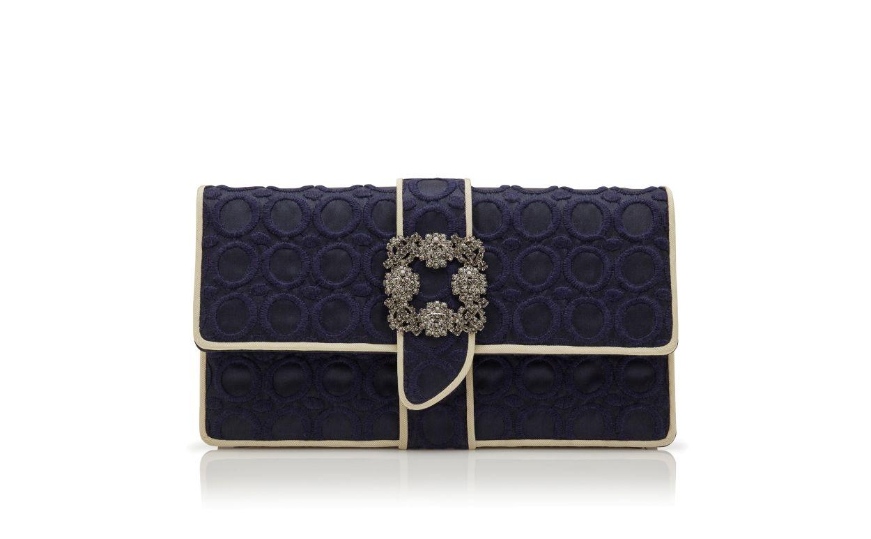 CAPRI Navy Blue Silk Clutch Product Image