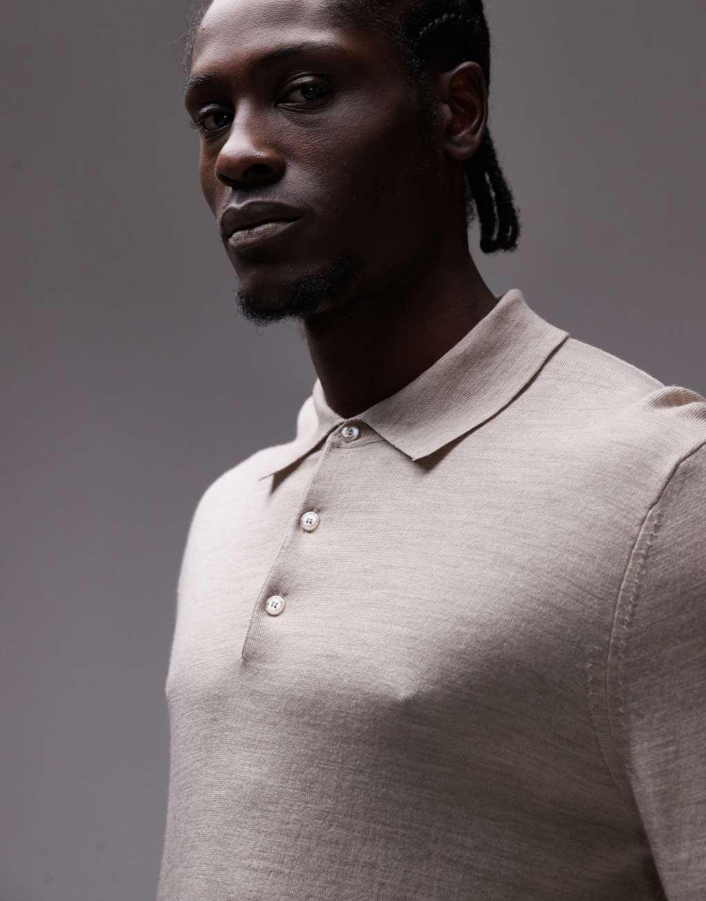 Mango collar detail sweater in beige Product Image