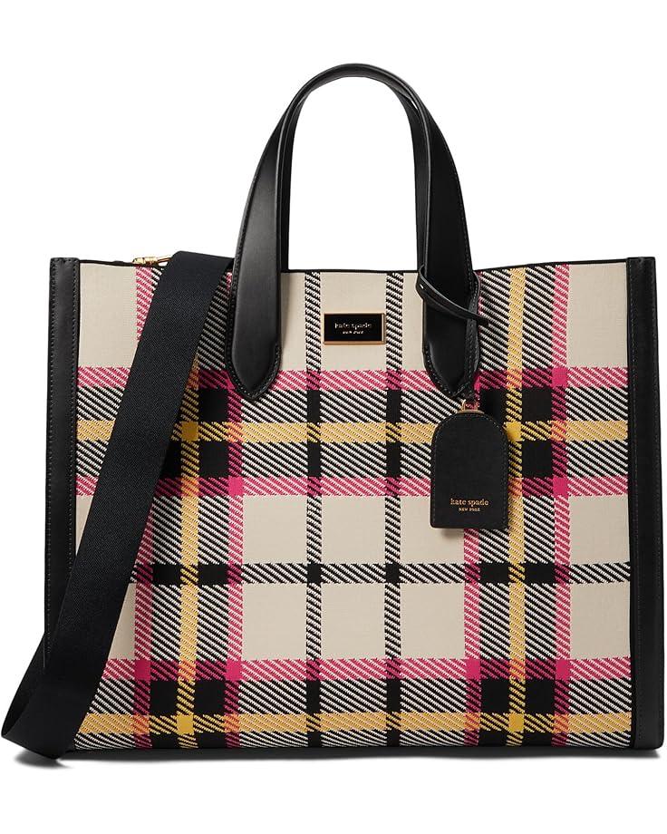 Gramercy Racing Stripe Plaid Twill Fabric Medium Satchel Product Image