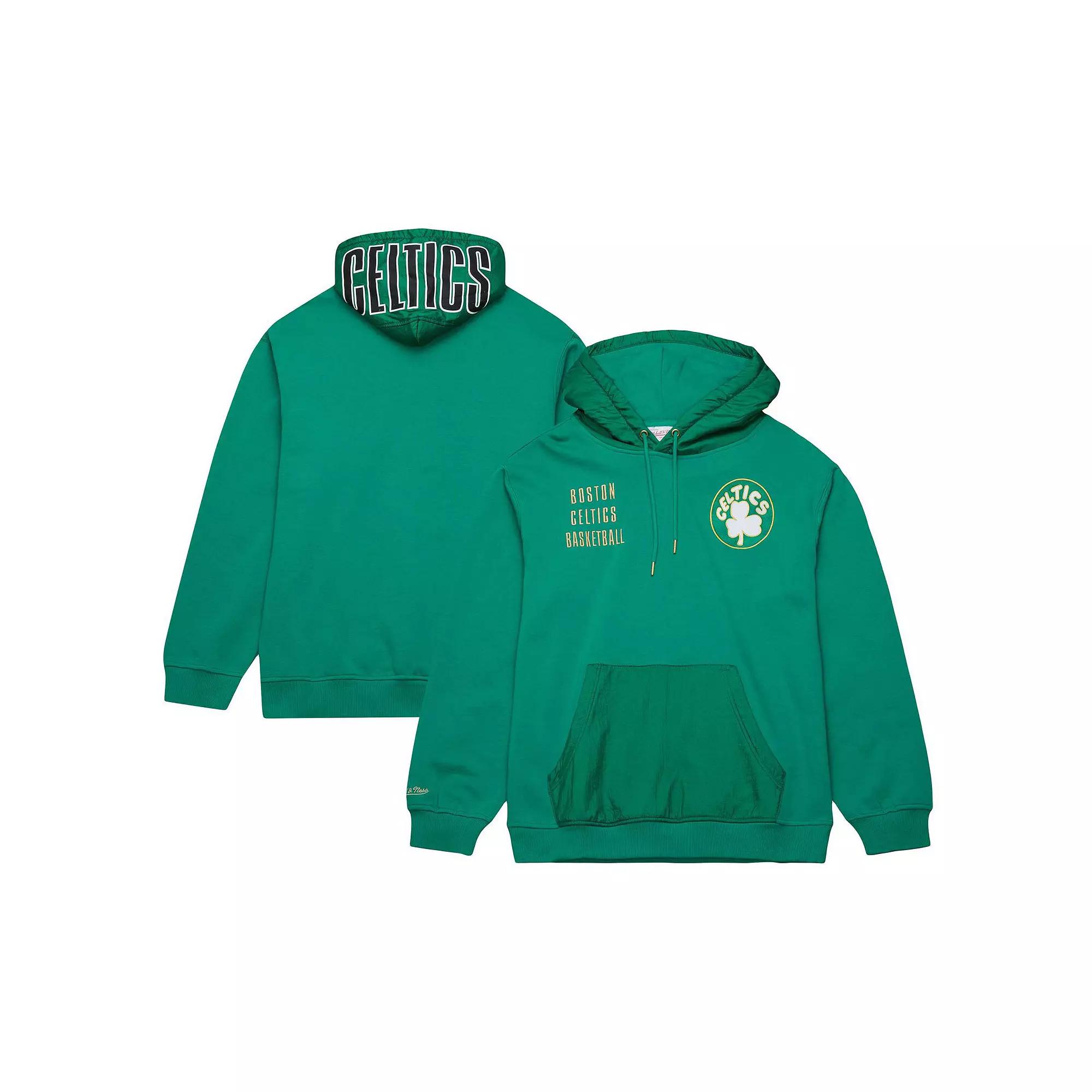 Men's Mitchell & Ness Kelly Green Boston Celtics Team OG 2.0 Vintage Logo Fleece Pullover Hoodie,  Product Image