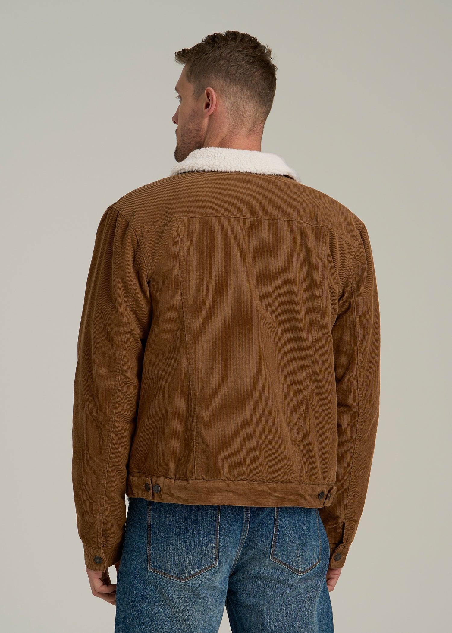 LJ&S Sherpa Corduroy Trucker Jacket for Tall Men in Tan Brown Male Product Image