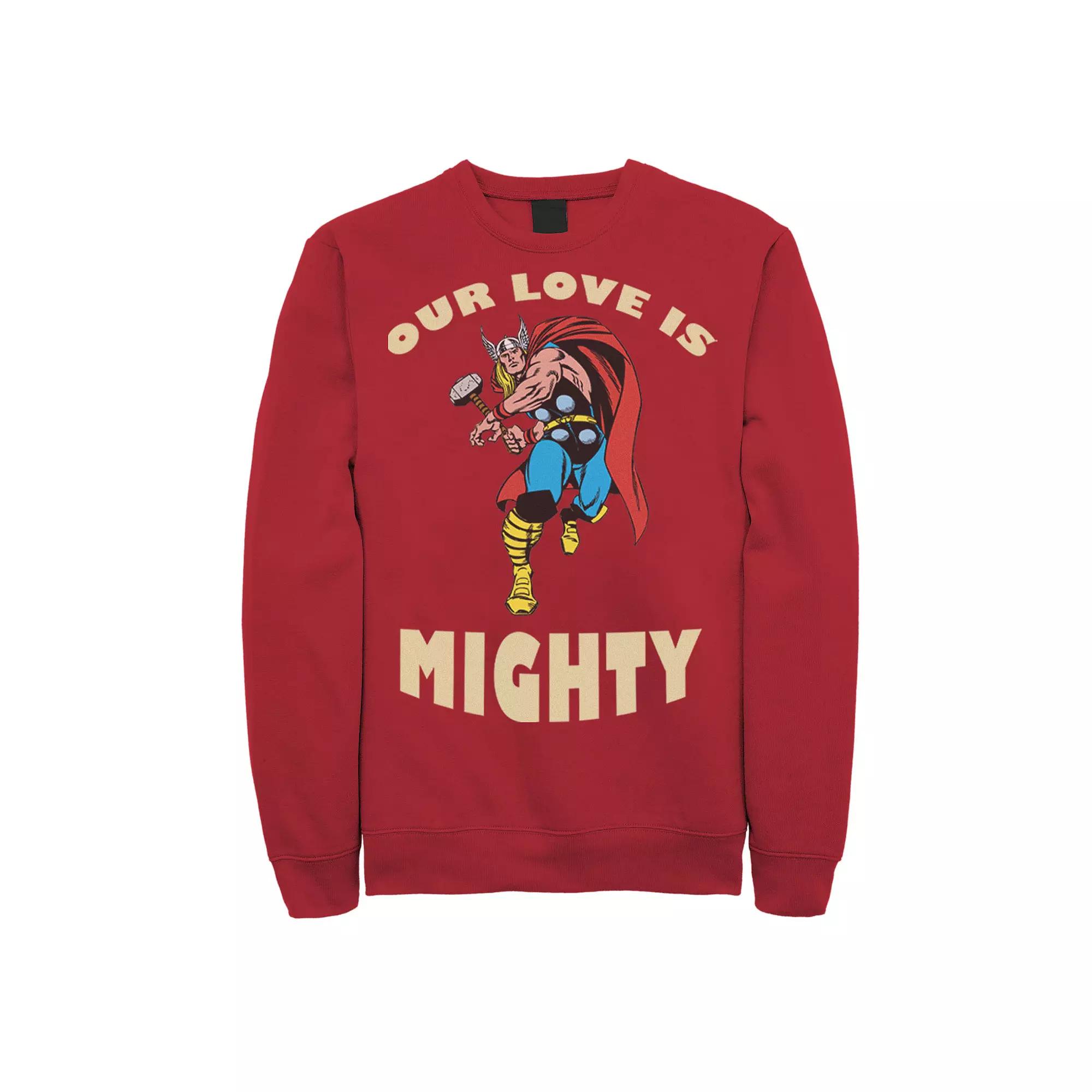 Men's Marvel Mighty Love Valentines Day Sweatshirt, Size: Large, Red Product Image