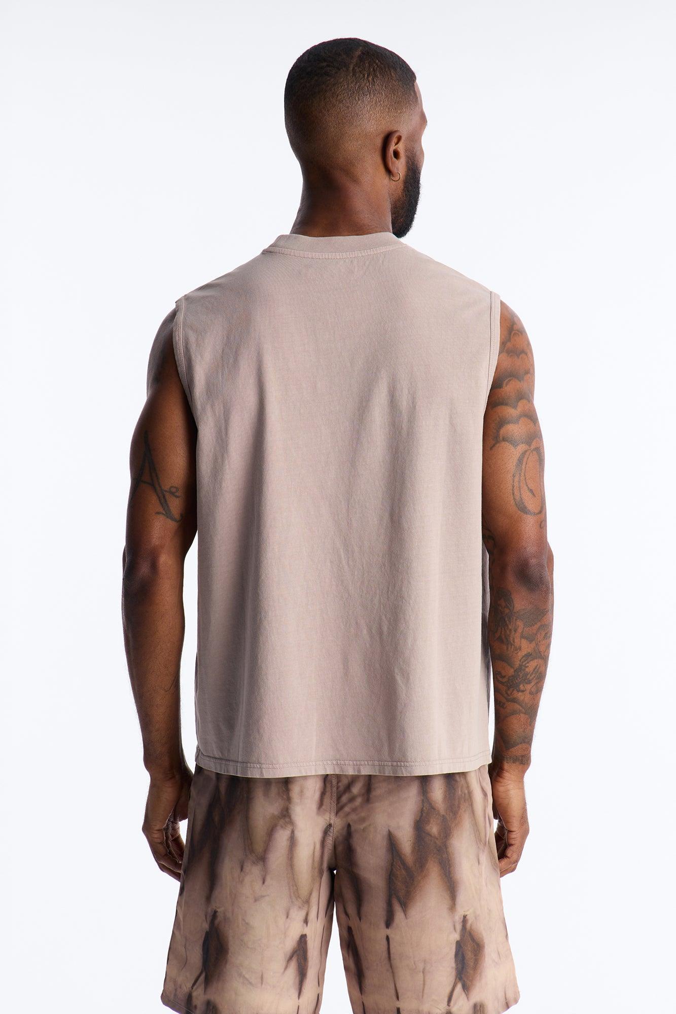 Cropped Muscle Tee - Taupe Product Image
