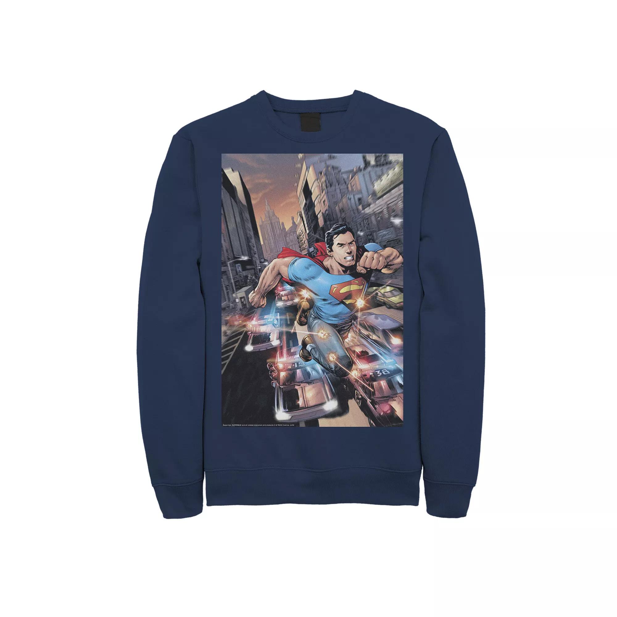 Men's DC Comics Superman Flashing Lights Poster Sweatshirt,  Product Image