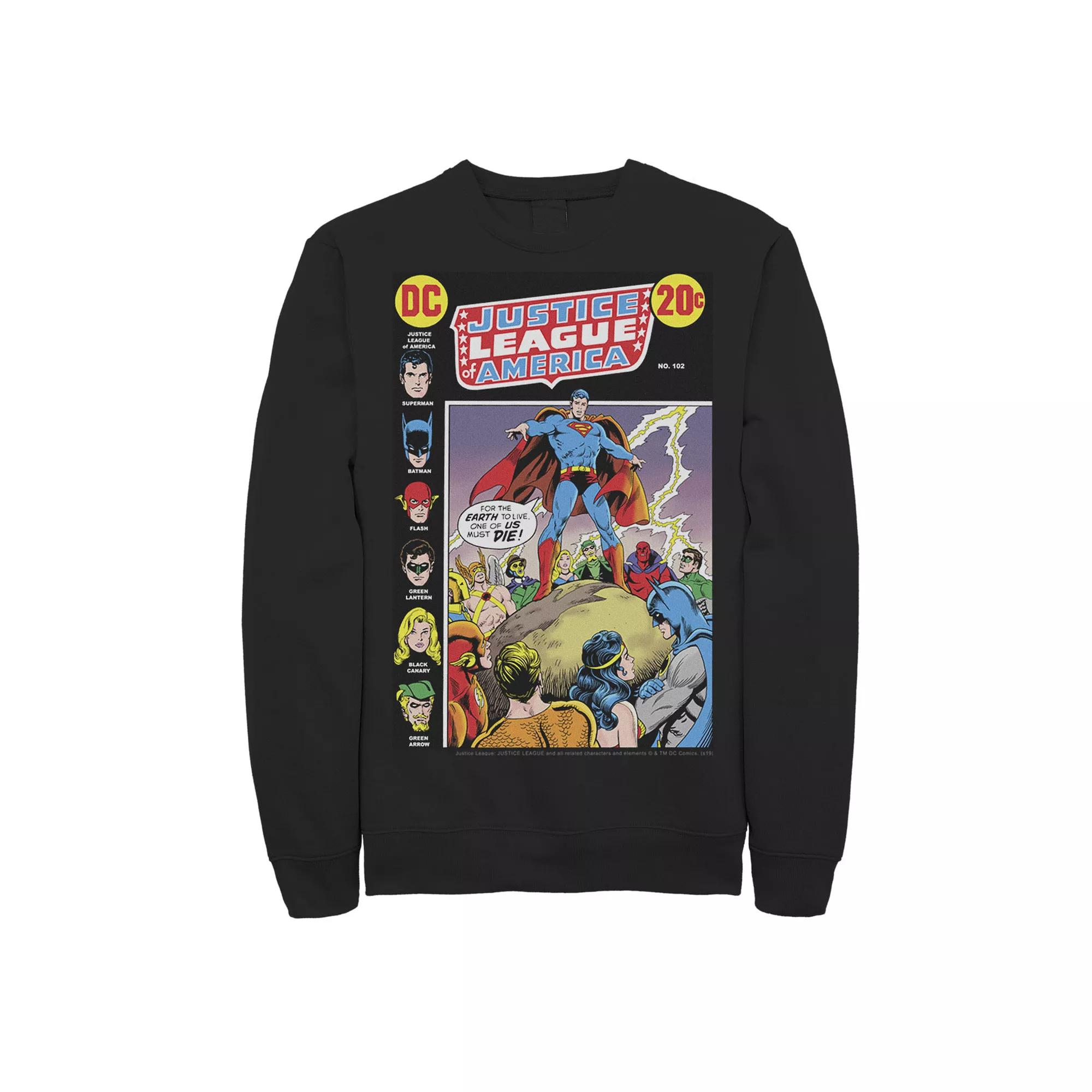 Men's DC Comics Justice League America Comic Cover Sweatshirt, Size: Large, Black Product Image