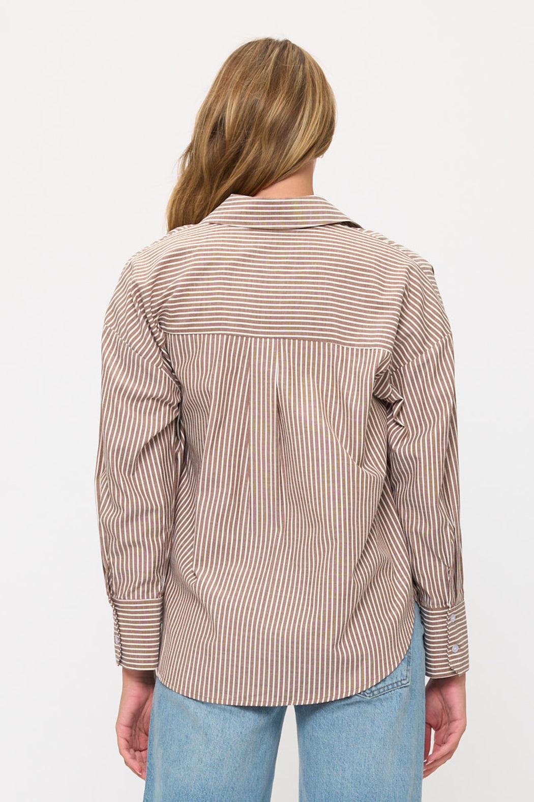 Relaxed Striped Button-Down Shirt Blouse Product Image
