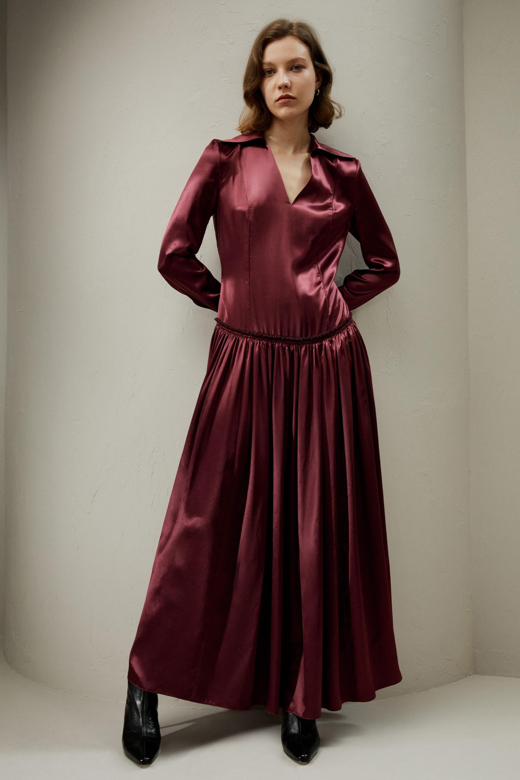 Villemajou Pleated Silk Maxi Shirt Dress Product Image