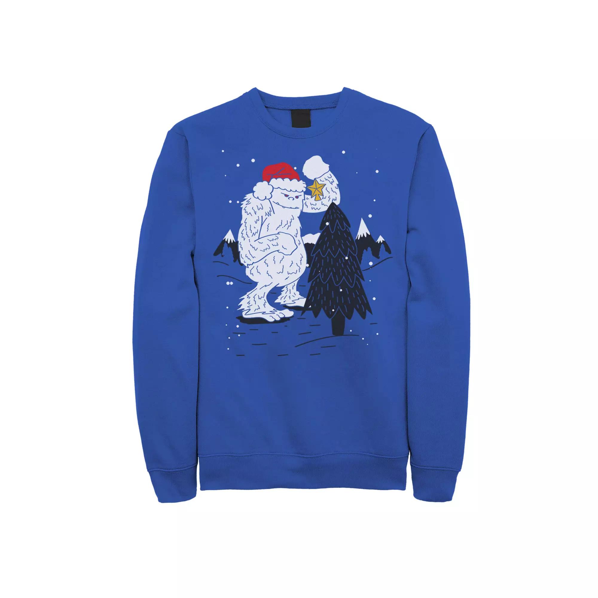 Men's Yeti Christmas Tree Star Ornament Snow Sweatshirt,  Product Image