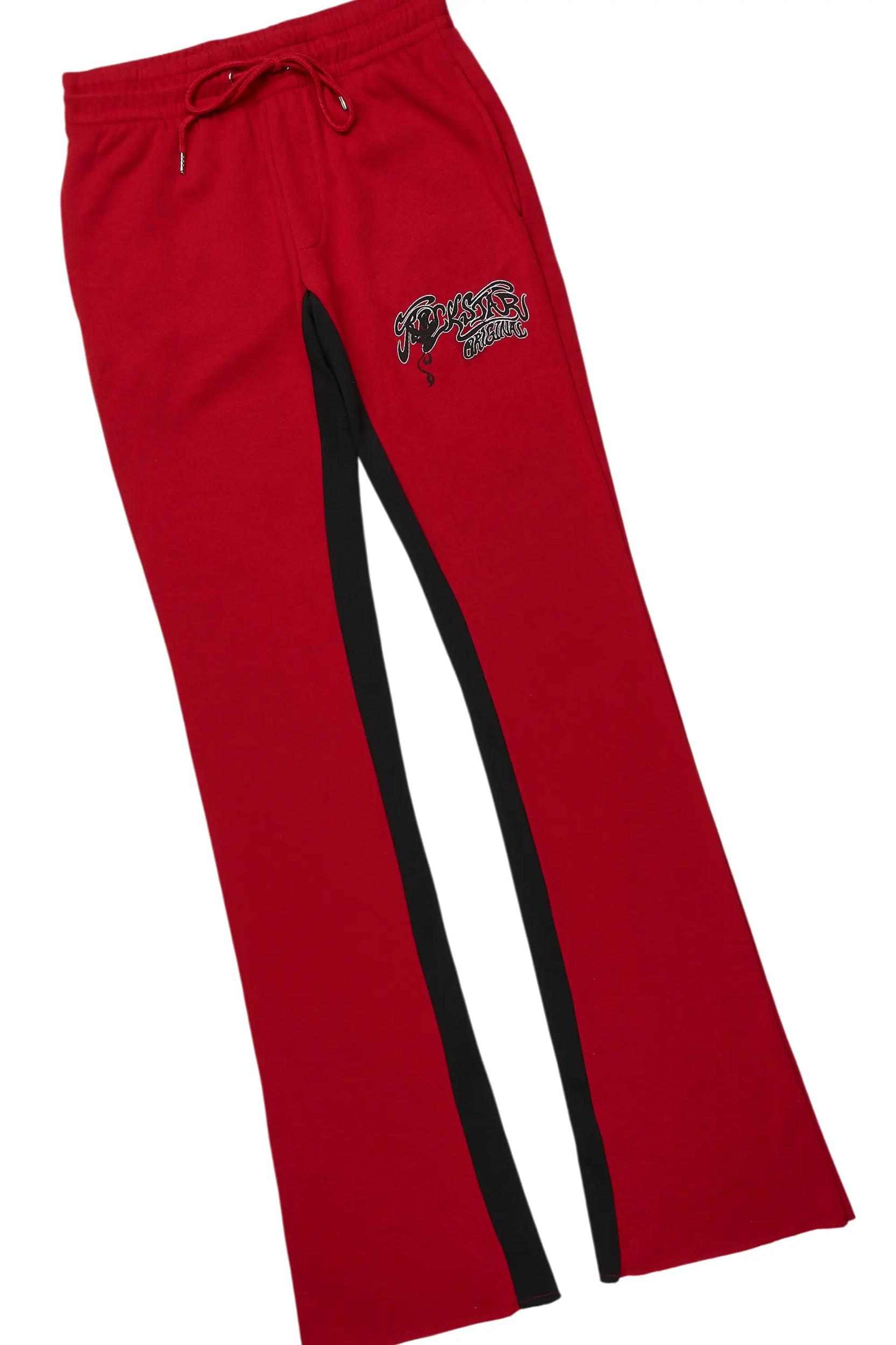 Danby Black/Burgundy Long Sleeve T-Shirt/Baggy Pant Set Male Product Image