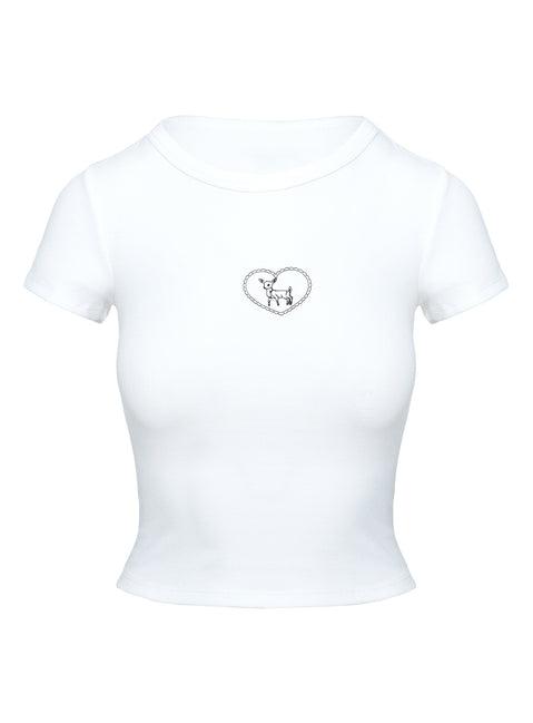 Baseline Rib Tee Oh Deer White Product Image