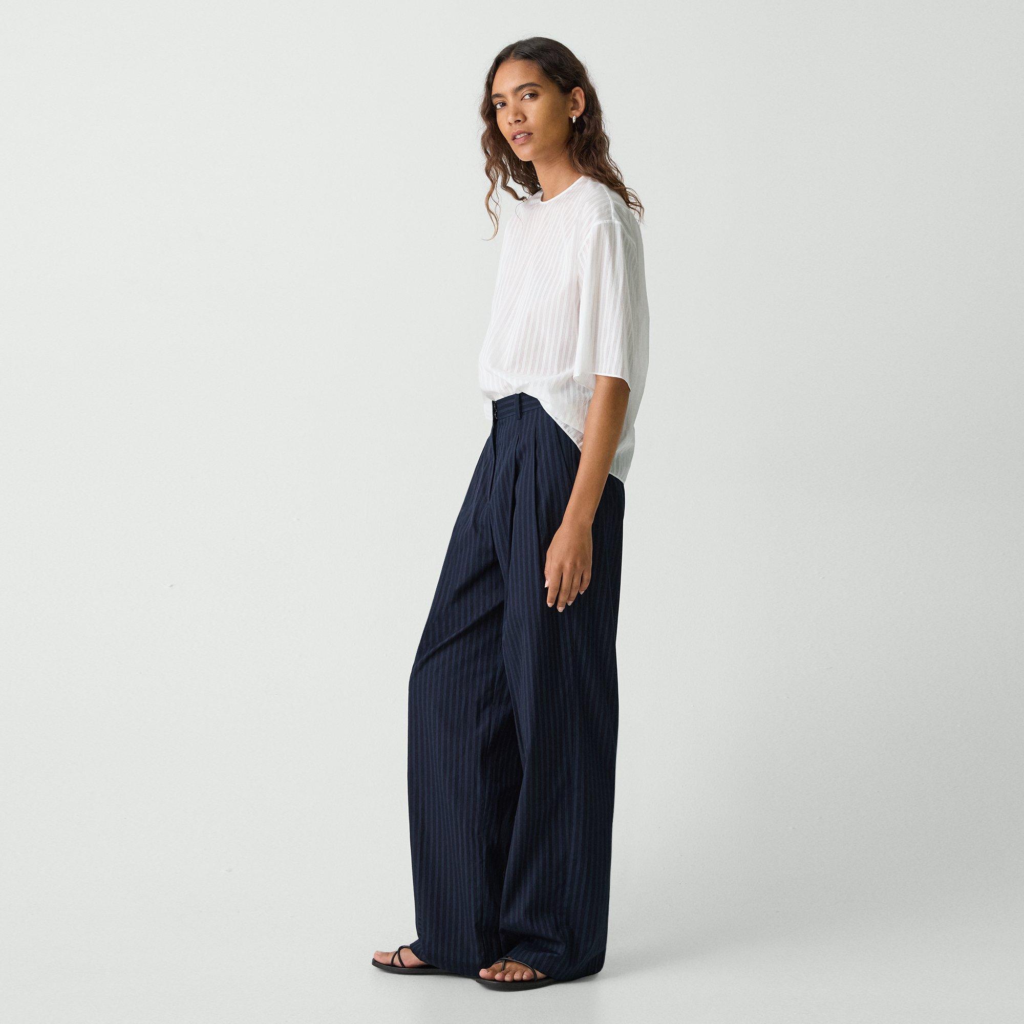 Linear Cotton Double Pleat Pant | Theory Product Image