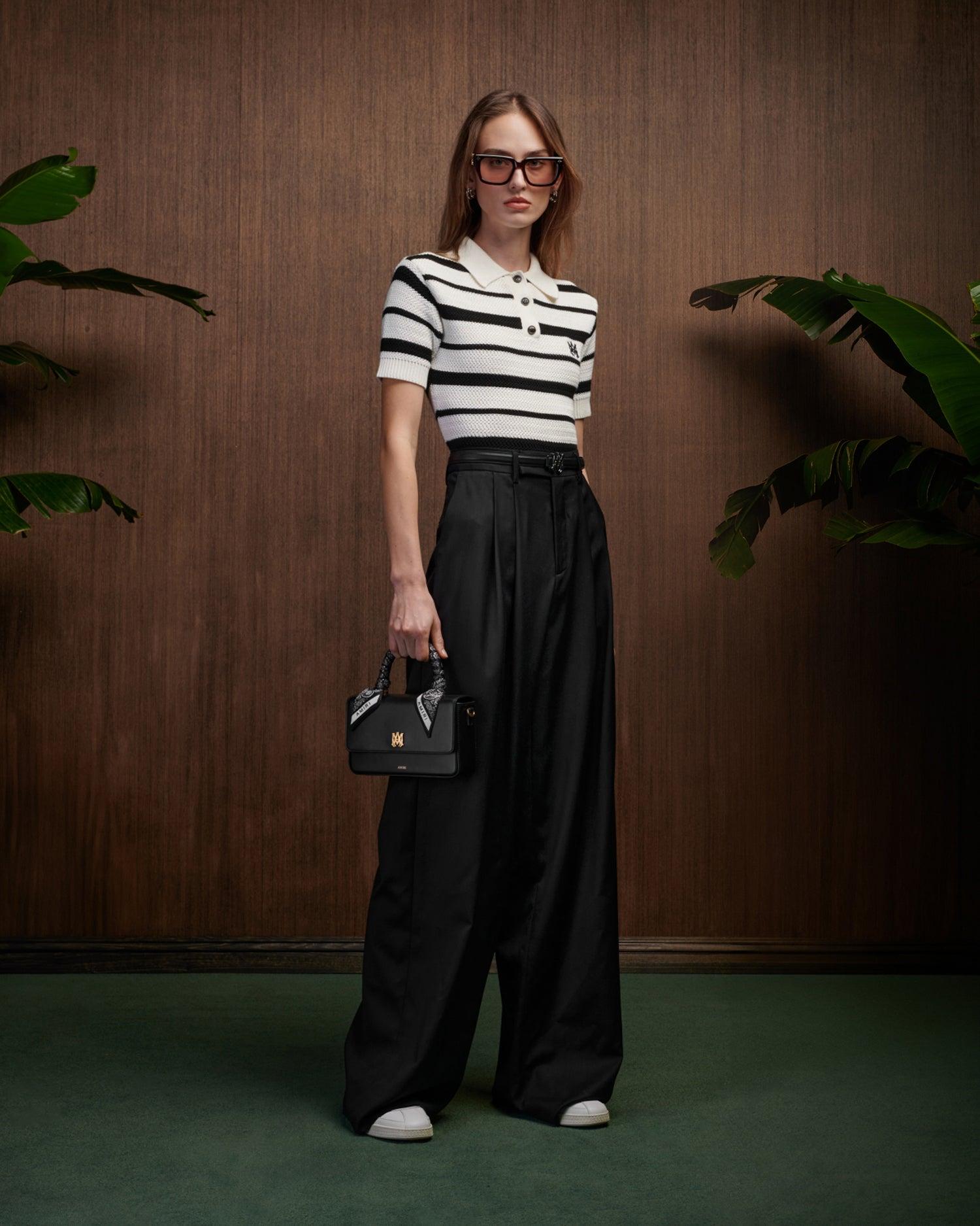 WOMEN - WOMEN'S MA STRIPED POLO - Black Alabaster Female Product Image