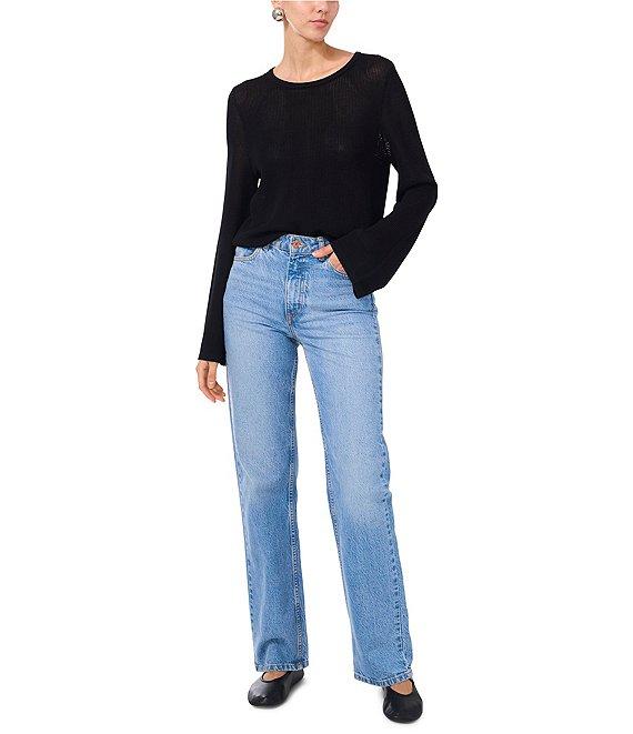 1. STATE Crew Neck Long Flare Sleeve Mesh Top Product Image